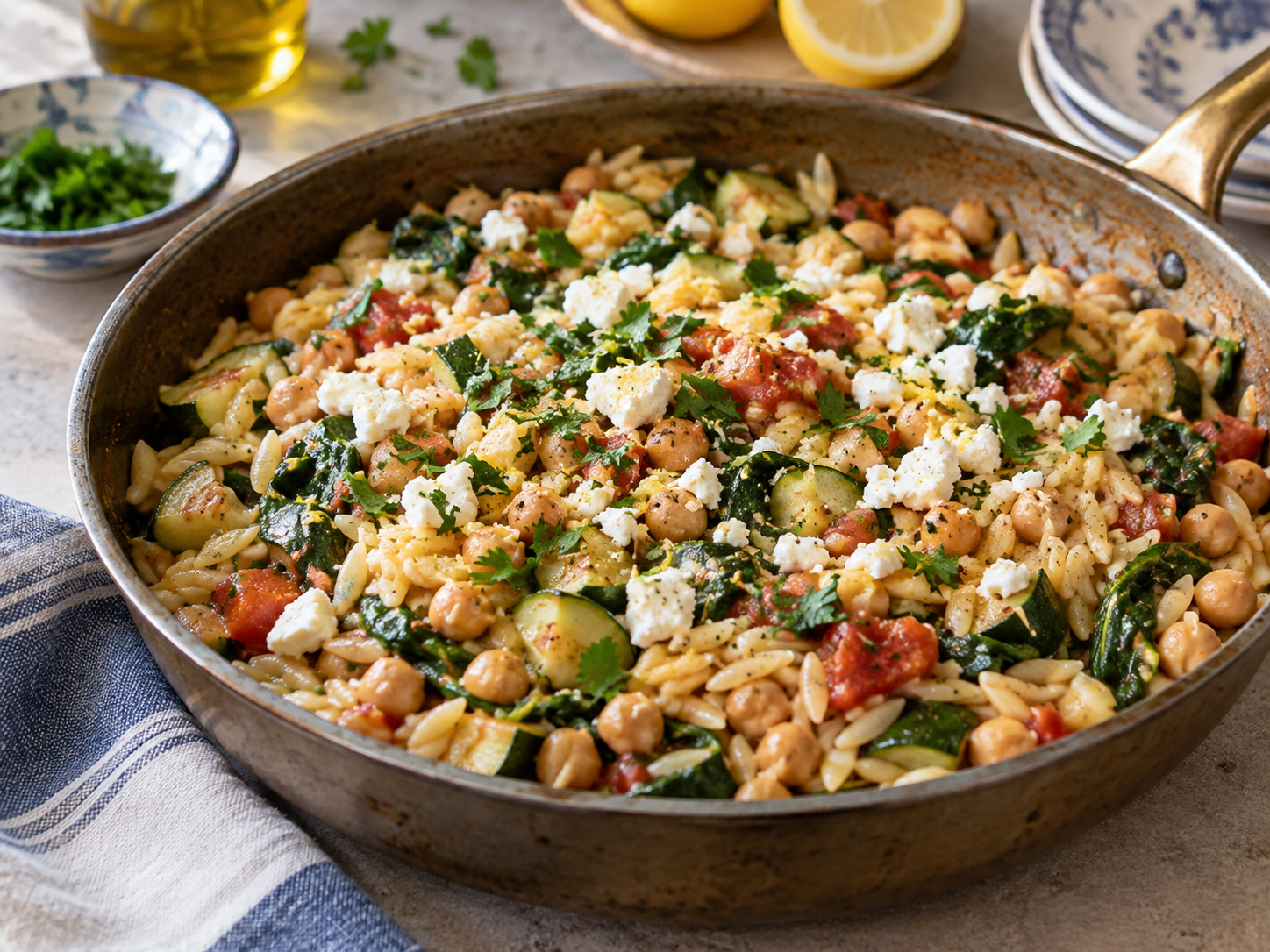 One-Pot Mediterranean Chickpea Orzo