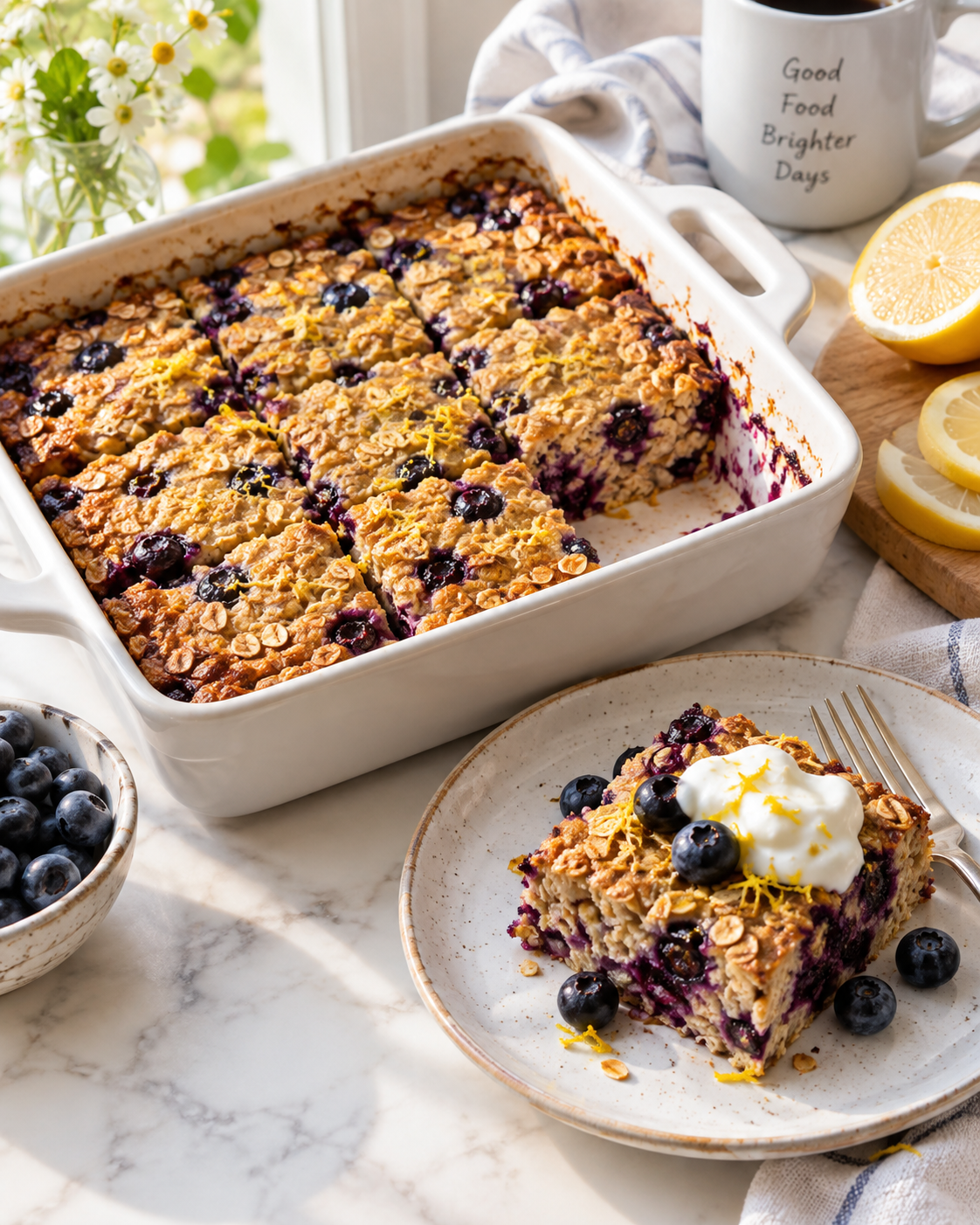 Blueberry Lemon Baked Oatmeal