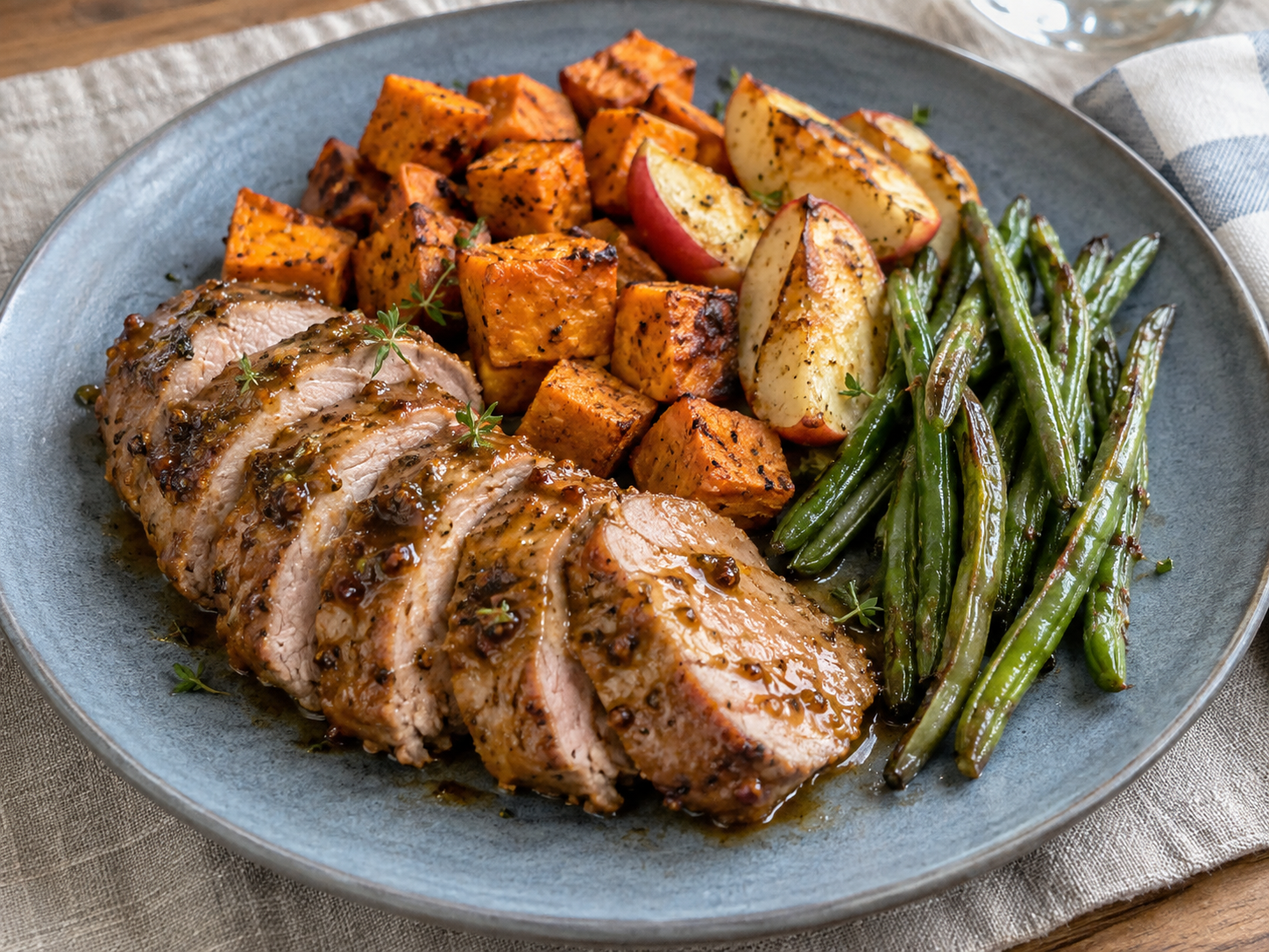 Sheet-Pan Maple Dijon Pork Tenderloin with Sweet Potatoes