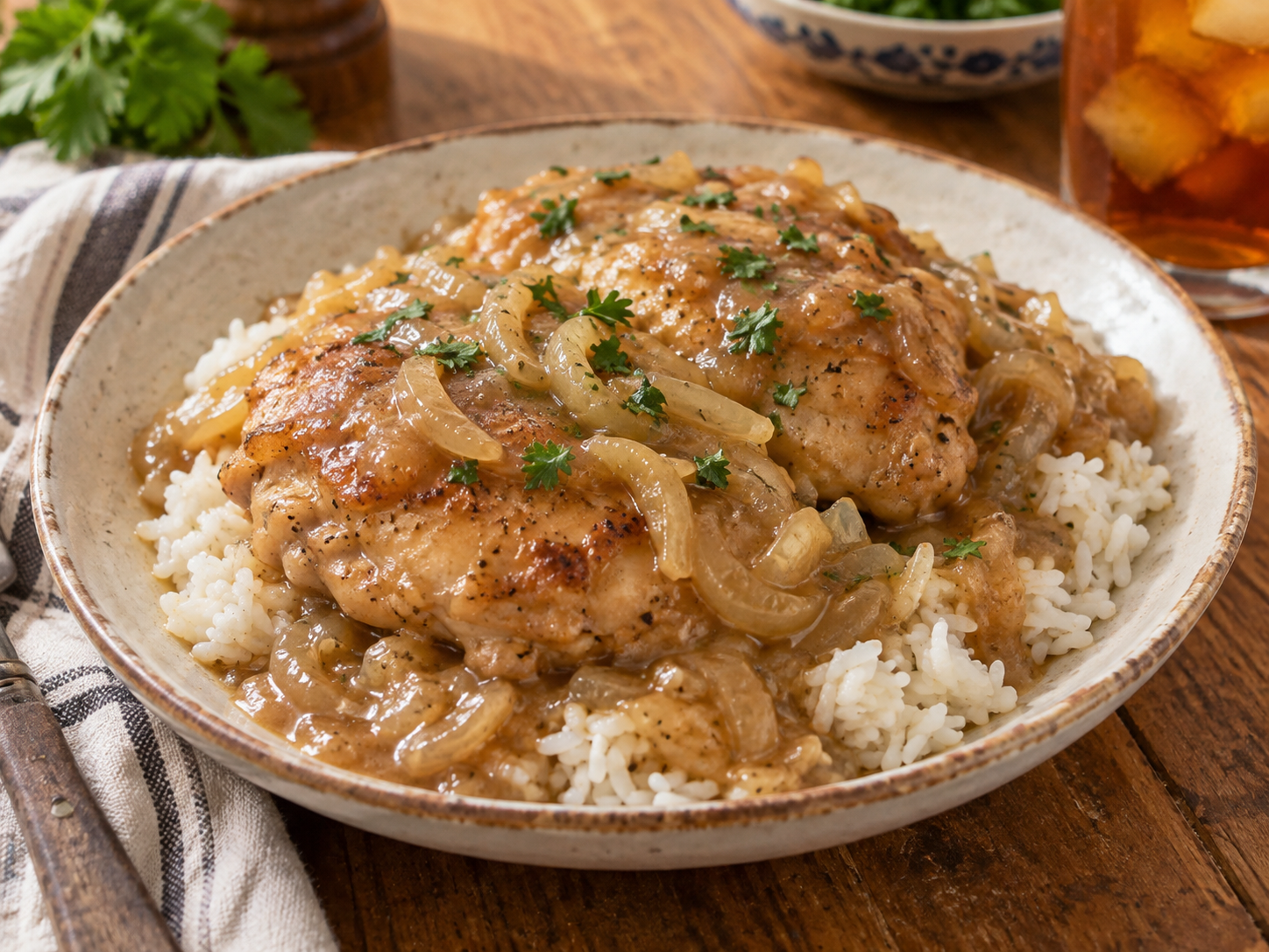 Southern Smothered Chicken and Rice