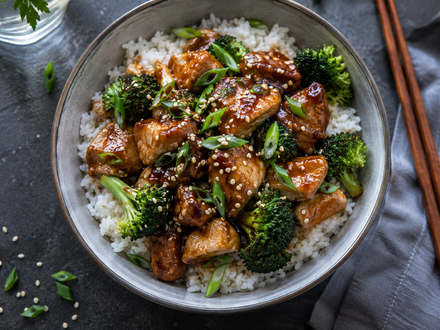 Honey Garlic Chicken Rice Bowls