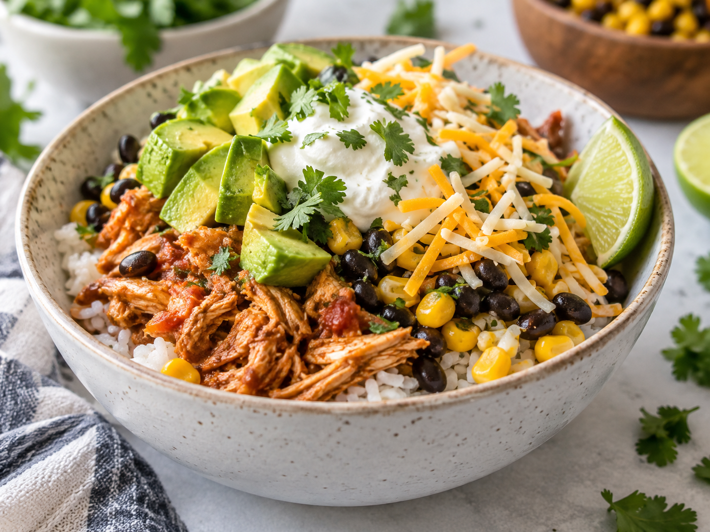 Slow Cooker Salsa Chicken Bowls