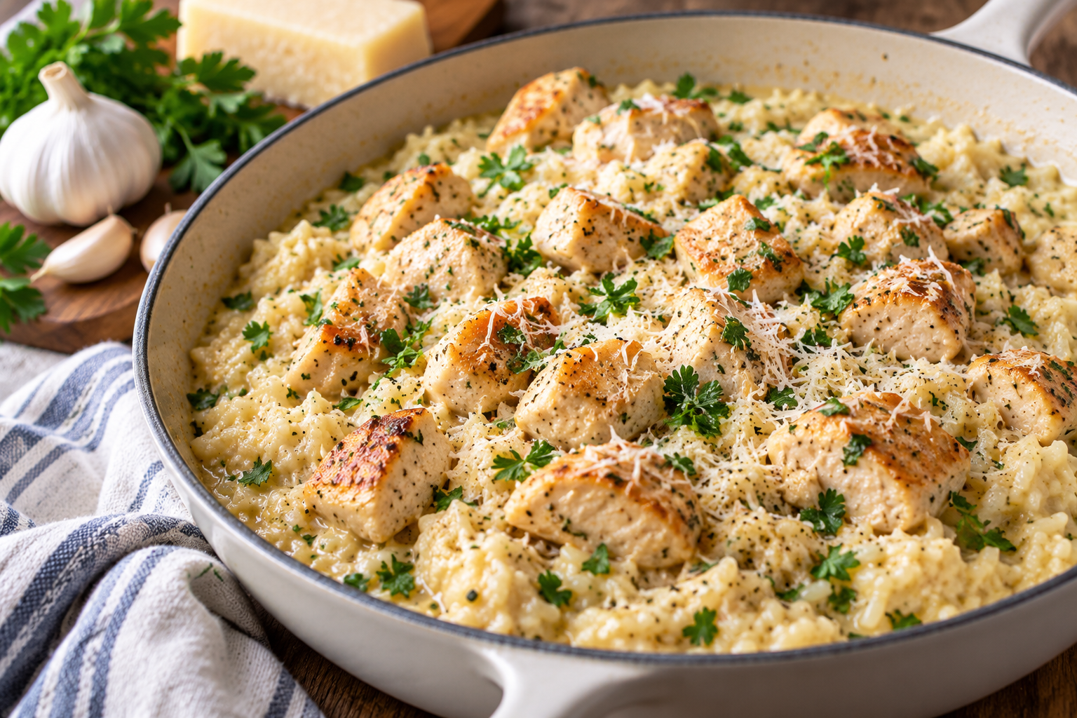 Creamy Garlic Parmesan Chicken and Rice