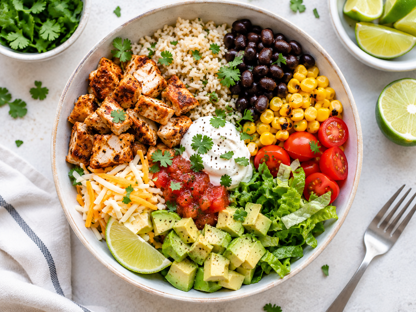 High-Protein Chicken Burrito Bowls