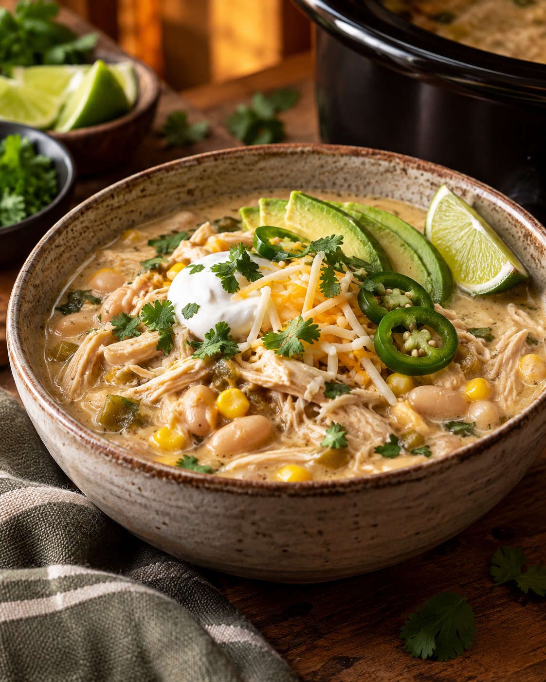 Slow Cooker Creamy White Chicken Chili