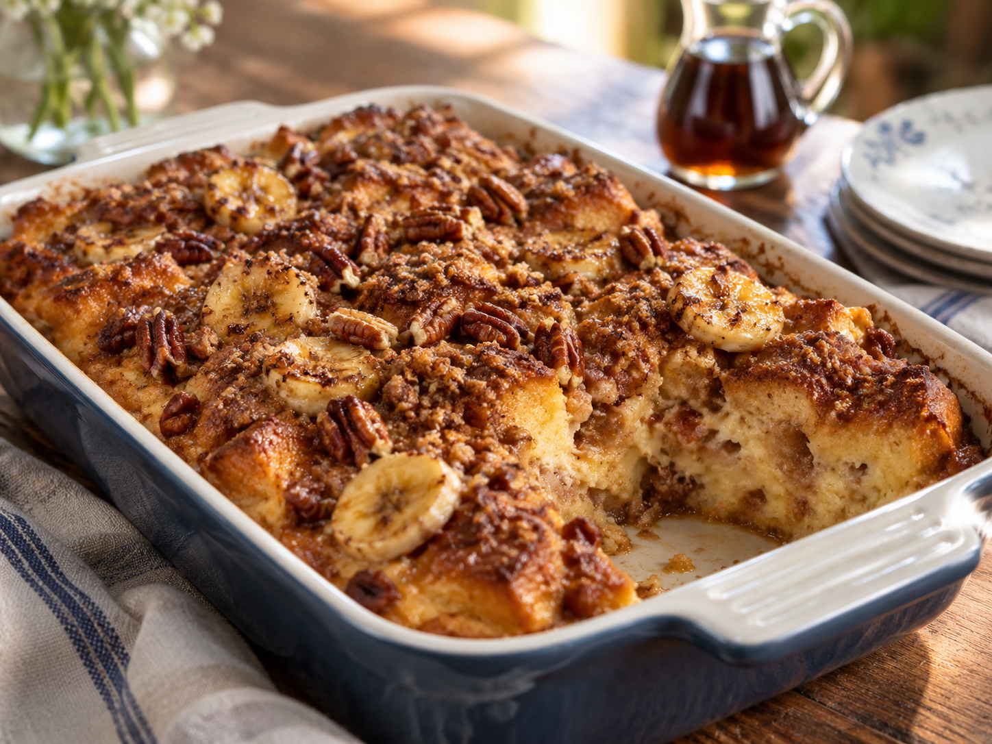 Banana Pecan French Toast Casserole